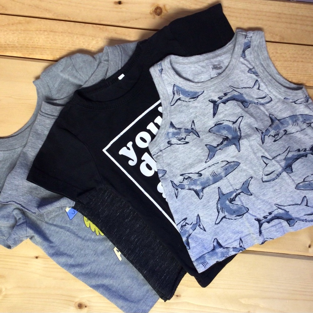 Bundle of boys summer shirts. 3 t-shirts and 1 tank top.